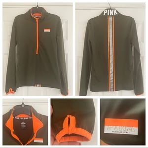 VS Pink Half-Zip Track Jacket. Olive/Orange/White. Size Small. EUC.